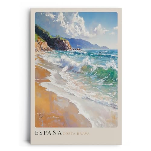 Paul Sinus Leinwandbild 40x60cm Leinwandbild Costa Brava mediterrane Küste Meeresrauschen traumhafte Natur spanische Landschaft sommerliche Ästhetik von Paul Sinus