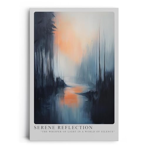 Paul Sinus Leinwandbild 40x60cm Spiegel der Stille – Mystische Waldlandschaft mit nebelverhangenem Wasser und sanfter Lichtspiegelung von Paul Sinus