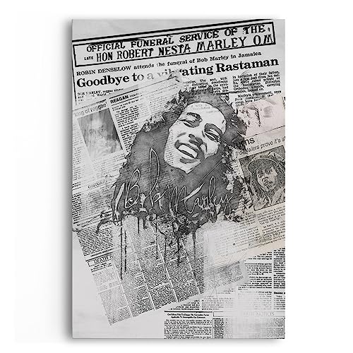 Paul Sinus Musiklegende Bob Marley Kunstvoll Schwarz Weiß Reggae Newspaper von Paul Sinus