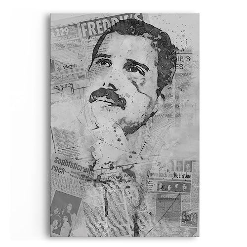 Paul Sinus Musiklegende Freddie Mercury Schwarz Weiß Porträt Newspaper von Paul Sinus