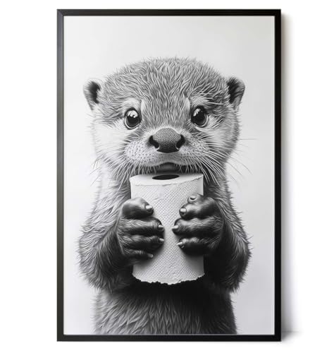 Paul Sinus Poster/Leinwandbild/Rahmenoption – Süßer Otter mit Klopapier – Witziges WC-Bild für Humor im Bad Paul Sinus Poster/Leinwandbild/Rahmenoption – Süßer Otter mit Klopapier – Witziges WC-Bild für Humor im Bad von Paul Sinus