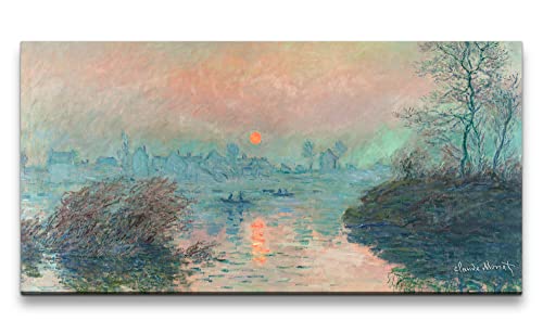 Paul Sinus Remaster 120x60cm Claude Monet Impressionismus weltberühmtes Wandbild Sun setting on the Seine at Lavacourt von Paul Sinus