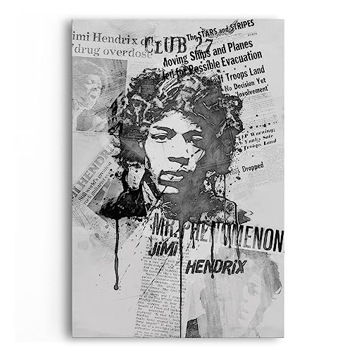 Paul Sinus Rockstar Jimi Hendrix Schwarz Weiß Porträt Zeitungsartikel Kunstvoll von Paul Sinus