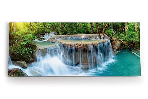 Paul Sinus Wandbild 120x50cm Erawan Falls Thailand Wasserfälle im Dschungel Natur von Paul Sinus