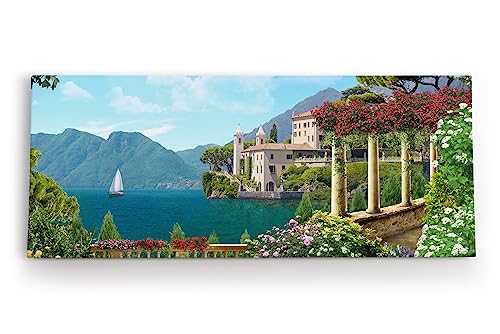 Paul Sinus Wandbild 120x50cm Gardasee Italien Kunstvoll Berge Villa Garten Blumen von Paul Sinus