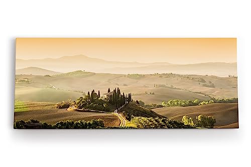 Paul Sinus Wandbild 120x50cm Toskana Landschaft Italien Finca Morgentau Grün von Paul Sinus