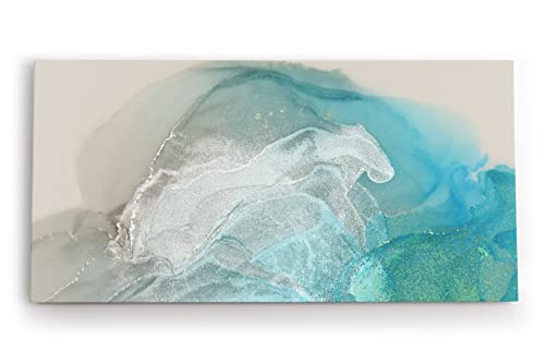 Paul Sinus Wandbild 120x60cm Abstraktes Bild Türkis Hellblau fließende Farben von Paul Sinus