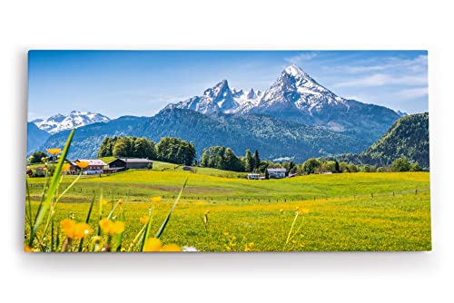 Paul Sinus Wandbild 120x60cm Alpen Österreich Schneegipfel Wiese Blumen Sonnenschein von Paul Sinus