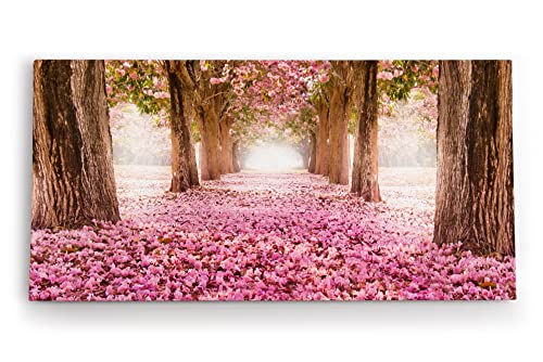 Paul Sinus Wandbild 120x60cm Baumallee Baumblüten Blüten Frühling Allee Rosa von Paul Sinus