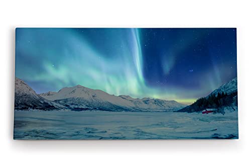 Paul Sinus Wandbild 120x60cm Berge Schnee Norwegen Polarlichter Sternenhimmel von Paul Sinus