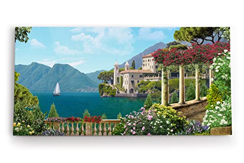 Paul Sinus Wandbild 120x60cm Gardasee Italien Kunstvoll Berge Villa Garten Blumen von Paul Sinus