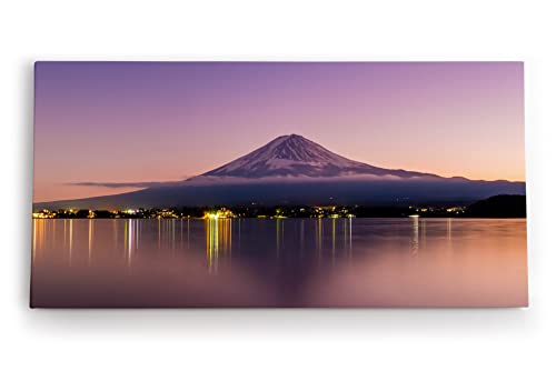 Paul Sinus Wandbild 120x60cm Japan Fuji Berg Vulkan Nachtlichter Küste von Paul Sinus