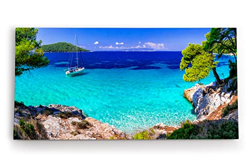 Paul Sinus Wandbild 120x60cm Karibik Insel Südseeparadies Segelboot Meer Türkis von Paul Sinus