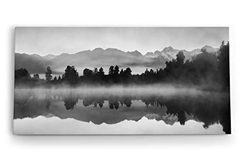 Paul Sinus Wandbild 120x60cm See Berge Landschaft Schwarz Weiß Bäume von Paul Sinus