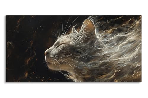 Paul Sinus Wandbild 120x60cm Weiße Katze Kunstvoll Kater Universum von Paul Sinus