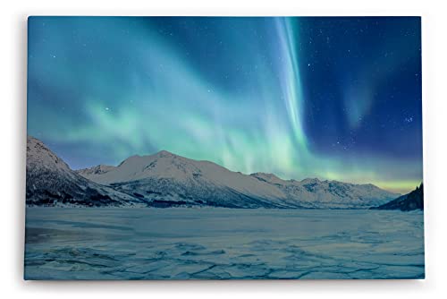 Paul Sinus Wandbild 120x80cm Berge Schnee Norwegen Polarlichter Sternenhimmel von Paul Sinus