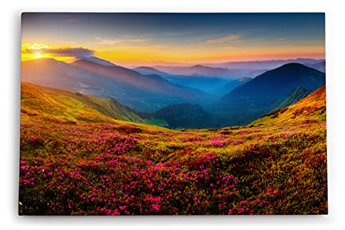 Paul Sinus Wandbild 120x80cm Berglandschaft Alpen Wiese Sommerwiese Sonnenuntergang von Paul Sinus