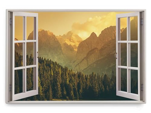 Paul Sinus Wandbild 120x80cm Fensterbild Alpen Gebirge Dolomiten Italien Natur Sonnenuntergang von Paul Sinus