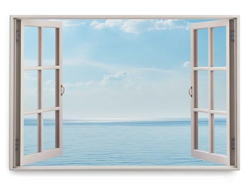 Paul Sinus Wandbild 120x80cm Fensterbild Meer Blau Horizont Ozean Himmel Wasser von Paul Sinus