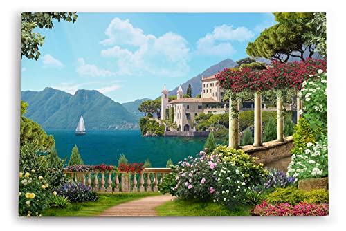 Paul Sinus Wandbild 120x80cm Gardasee Italien Kunstvoll Berge Villa Garten Blumen von Paul Sinus