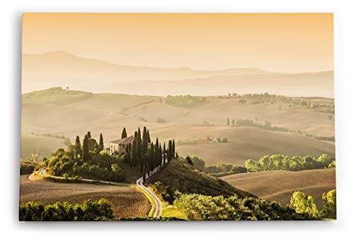 Paul Sinus Wandbild 120x80cm Toskana Landschaft Italien Finca Morgentau Grün von Paul Sinus