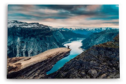 Paul Sinus Wandbild 120x80cm Trolltunga Berggipfel Gebirge Norwegen Felsen Natur von Paul Sinus