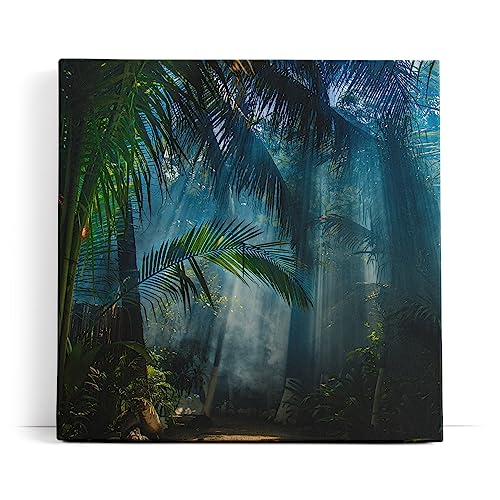 Paul Sinus Wandbild 80x80cm Dschungel Palmen Tropisch Lichtstrahlen Grün Bäume von Paul Sinus