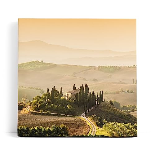 Paul Sinus Wandbild 80x80cm Toskana Landschaft Italien Finca Morgentau Grün von Paul Sinus