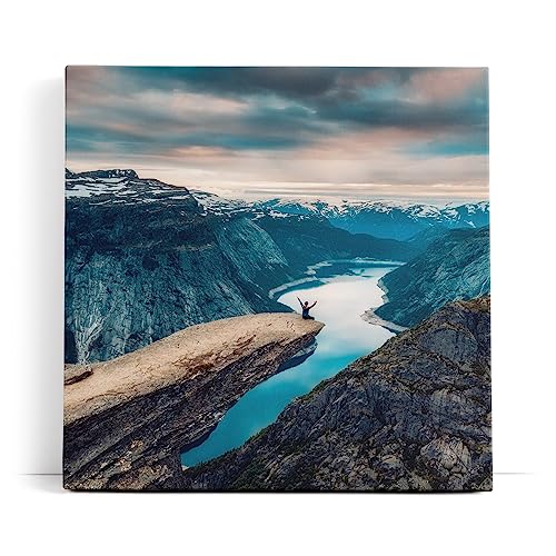 Paul Sinus Wandbild 80x80cm Trolltunga Berggipfel Gebirge Norwegen Felsen Natur von Paul Sinus
