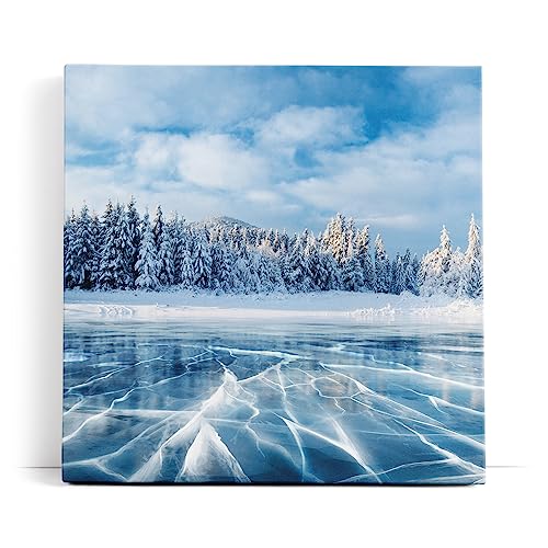 Paul Sinus Wandbild 80x80cm Winter Schnee gefrorener See Tannenwald Eis von Paul Sinus