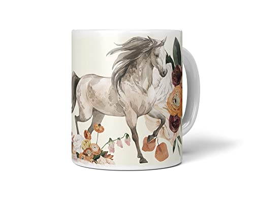 Tasse Porzellan Tier Motiv Pferd Blumen Blüten Kunstvoll Flora Romantisch von Paul Sinus