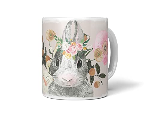 Tasse Porzellan Tier Motiv kleiner Hase mit Blumen Blüten Herzig Lieblich Süß von Paul Sinus