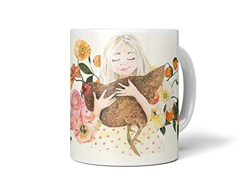 Tasse Porzellan Tier Motiv kleines Mädchen mit Huhn Blumen Herzig Lieblich von Paul Sinus