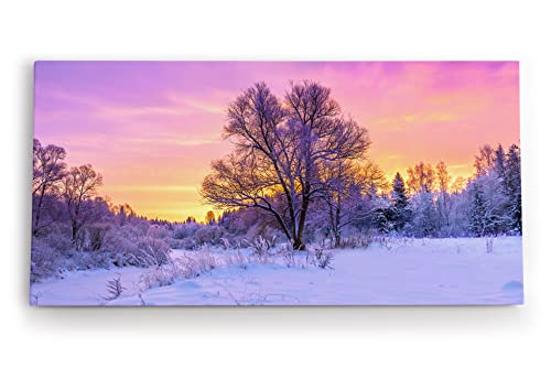 Wandbild 120x60cm Baum im Winter Schnee Sonnenuntergang Natur Wald von Paul Sinus