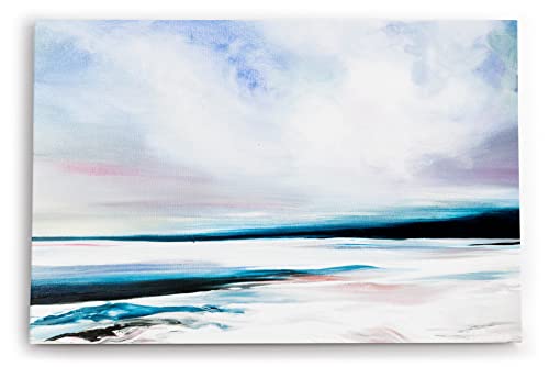 Wandbild 120x80cm Abstrakte Kunst Meer Strand Horizont Blau von Paul Sinus