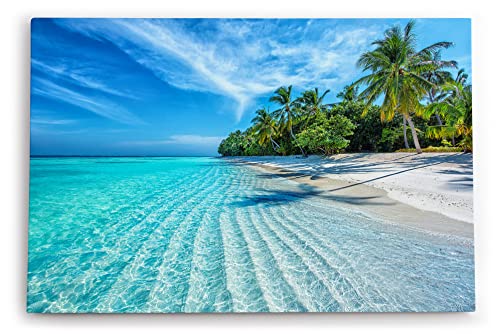 Wandbild 120x80cm Karibik Insel Südseeparadies Palmen Strand Meer Türkis von Paul Sinus