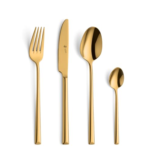 Vivendi PVD Gold poliert Besteckset 4-teilig erwachsen Paul Wirths Besteck Gold mit Gravur von Paul Wirths