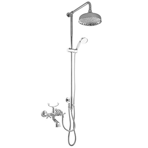 PaulGurkes 3-Wege Duschsystem Aufputz Nostalgie Retro für Badewannen Dusche Set Duschsystem mit Regendusche von PaulGurkes