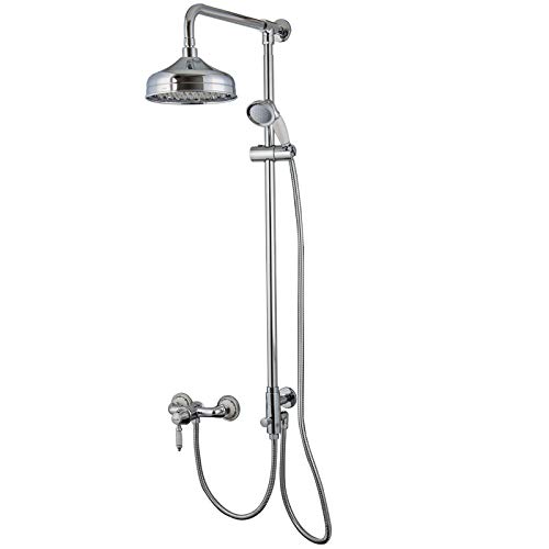 PaulGurkes Aufputz Duschsystem Retro Nostalgie Regendusche Set Duschsäule Antik Duschset Dusche Brausegarnitur mit Kopfbrause Regenbrause Dusche komplett Set mit Duschkopf Duschsystem mit Regendusche von PaulGurkes