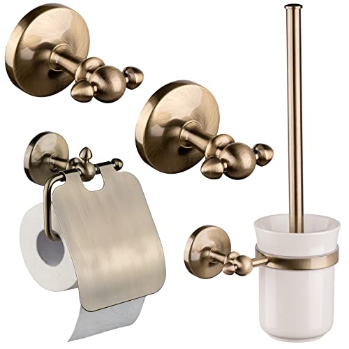 PaulGurkes Bad-Accessoires Nostalgie Messing Bronze Set Antike Bad-Accessoires von PaulGurkes