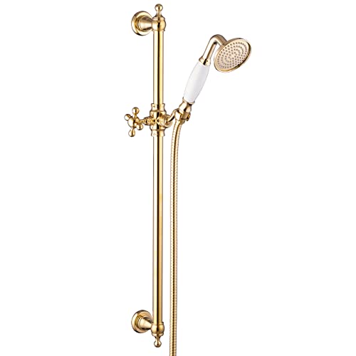 PaulGurkes Brausestange Gold Duschstange mit Handbrause Nostalgie Landhausstil von PaulGurkes