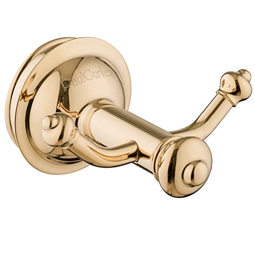 PaulGurkes Handtuchhaken Gold Bad-Accessoire Halterung für Handtücher vergoldet Handtuch Halter 2er Haken Retro Vintage Landhausstil von PaulGurkes