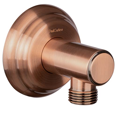 PaulGurkes Kupfer Wandanschlussbogen Nostalgie Rote Bronze Schlauchanschluss Wasserzulauf Retro Wandanschluss Anschlussbogen massives Messing hochwertige Farboberfläche Rund von PaulGurkes