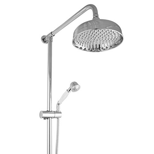PaulGurkes Nostalgie Regendusche Retro Aufputz Duschsystem Landhausstil Vintage 2 Wege Umsteller Handbrause Kopfbrause Regenbrause von PaulGurkes