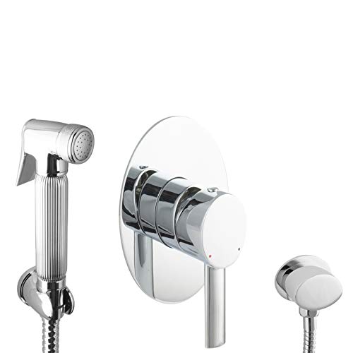 PaulGurkes Unterputz Armatur Bidetbrause Oval Brauseschlauch 120cm Spraybrause Einhandmischer Duscharmatur Intimdusche Bidet Halterung für Handbrausen Duschschlauch 1,2m von PaulGurkes