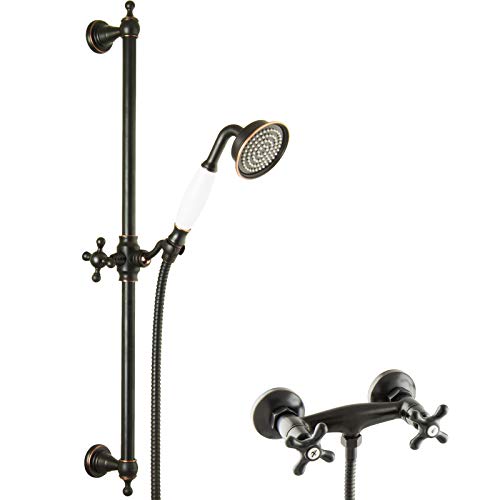 PaulGurkes schwarze Duscharmatur Retro Aufputz Zweigriffmischer Nostalgie Set Vintage Kreuzgriff Duschstange Handbrause Brausehalterung Landhausstil Messing schwarz Brauseschlauch 150cm 1,5m Oldschool PaulGurkes schwarze Duscharmatur Retro Aufputz Zweigriffmischer Nostalgie Set Vintage Kreuzgriff Duschstange Handbrause Brausehalterung Landhausstil Messing schwarz Brauseschlauch 150cm 1,5m Oldschool von PaulGurkes