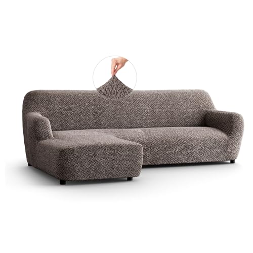 PAULATO - Bezug für Sofas mit linker Halbinsel, Sofabezug Ecksofa L Form Stretch Mikrofaser, kratzfestes und maschinenwaschbares Gewebe, WavyTech-Technologie, Made in Italy - Venezia Braun von PAULATO BY GA.I.CO.