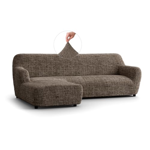 PAULATO - Bezug für Sofas mit linker Halbinsel, Sofabezug Ecksofa L Form Stretch Mikrofaser, kratzfestes und maschinenwaschbares Gewebe, WavyTech-Technologie, Made in Italy - Vittoria Braun von PAULATO BY GA.I.CO.