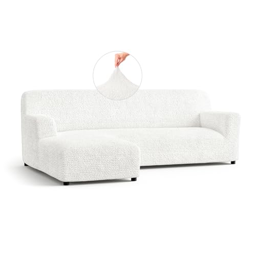 PAULATO - Bezug für Sofas mit linker Halbinsel, Sofabezug Ecksofa L Form Stretch Mikrofaser, kratzfestes und maschinenwaschbares Gewebe, WavyTech-Technologie, Made in Italy - Weiß von PAULATO BY GA.I.CO.