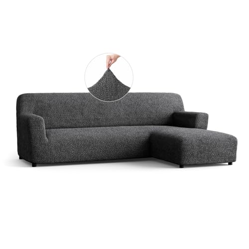 Paulato - Bezug für Sofas mit rechter Halbinsel, Sofabezug Ecksofa L Form Stretch Mikrofaser, kratzfestes und maschinenwaschbares Gewebe, WavyTech-Technologie, Made in Italy - Anthrazit von Paulato
